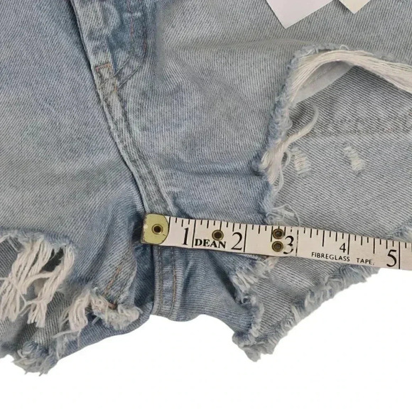 NWT Zara Light Wash Jean Shorts High Rise Distressed Button Fly Size 2 - Picture 11 of 11